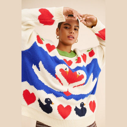 Pull en tricot pour femmes avec motif animal et accents colorés Chic und Stil