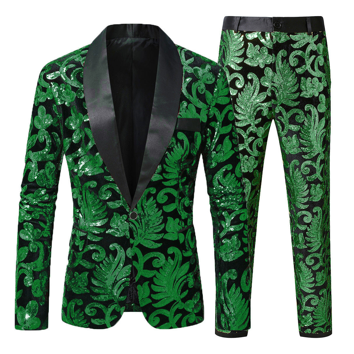 Costume de smoking scintillant pour hommes avec motifs floraux en sequins Chic und Stil