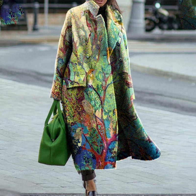 Robe maxi à fleurs pour femmes avec un élégant col à revers et un ourlet évasé Chic und Stil