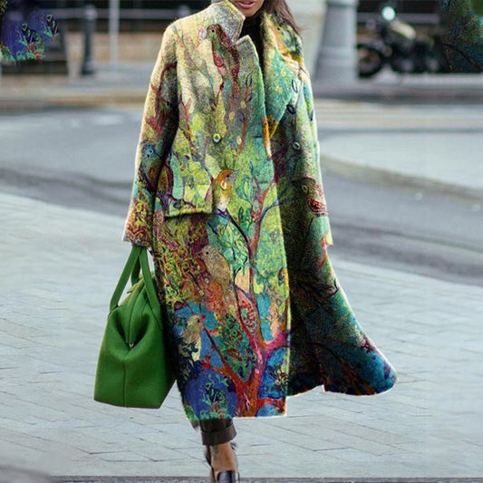 Robe maxi à fleurs pour femmes avec un élégant col à revers et un ourlet évasé Chic und Stil