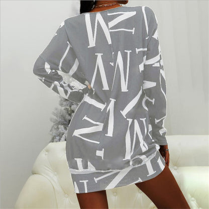 Robe mini décontractée pour femmes avec imprimé graphique et manches longues Chic und Stil