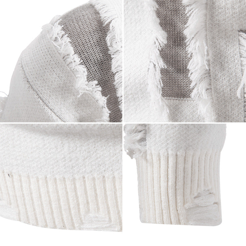 Modern knitted sweater for men with trendy fringes and a unique design Chic and Style