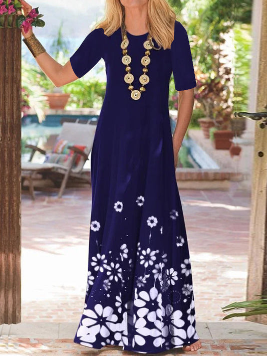 Robe maxi femme avec imprimé floral et poches latérales Chic und Stil
