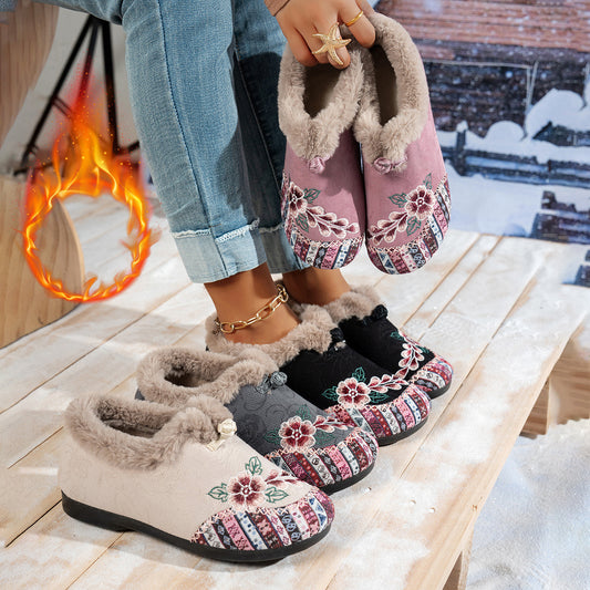 Chaussons pour femme avec doublure douce et design floral à la mode Chic und Stil