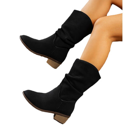 Bottines pour femmes en daim doux avec un design plissé pratique Chic und Stil