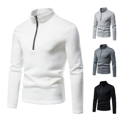 Sporty pull for men with a modern high collar and practical zip details Chic and Style