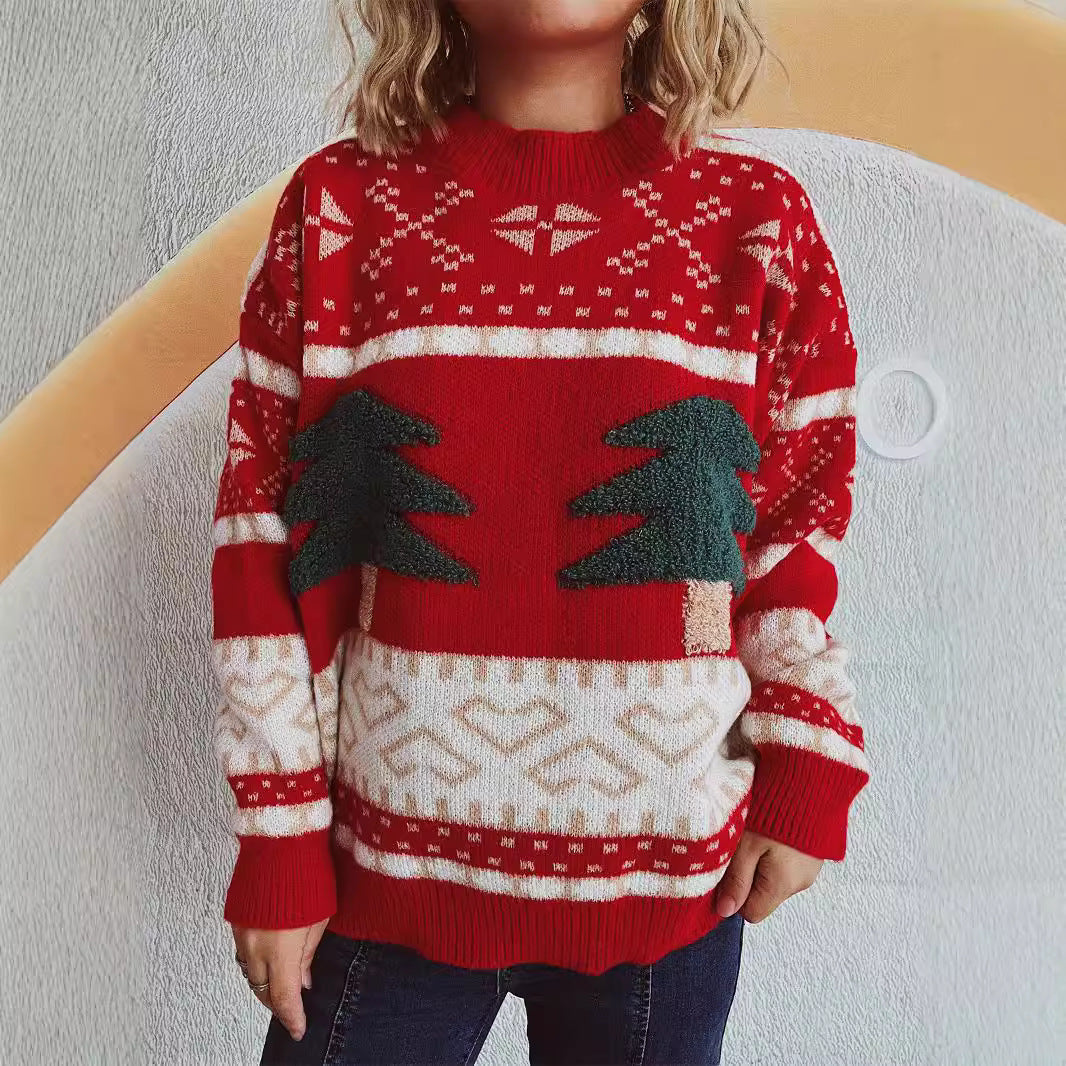 pull-over en maille festive pour femmes avec motif de Noël et matériau doux Chic und Stil