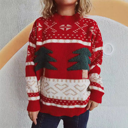 pull-over en maille festive pour femmes avec motif de Noël et matériau doux Chic und Stil