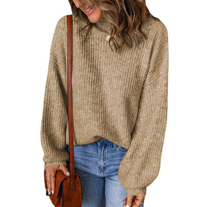 Pull en gros tricot pour femmes avec coupe ample et col montant Chic und Stil