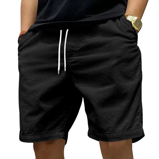 Shorts en corduroy décontractés pour hommes avec taille élastique et poches latérales pratiques Chic und Stil