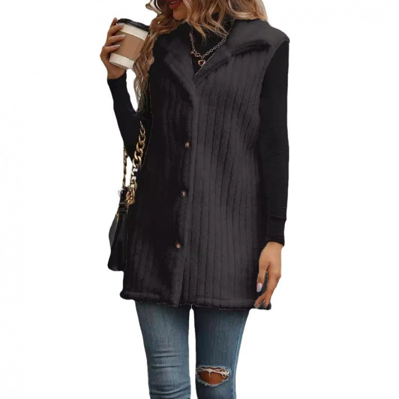 Dames élégante et confortable teddy jacket avec patte de boutonnage Chic und Stil