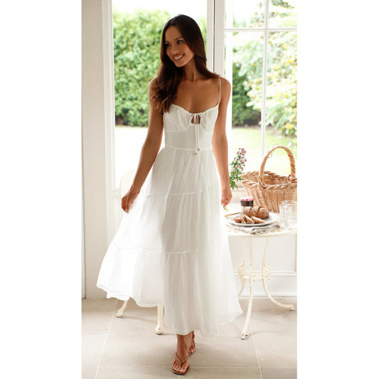 Robe maxi à étapes pour femmes avec bretelles spaghetti réglables Chic und Stil