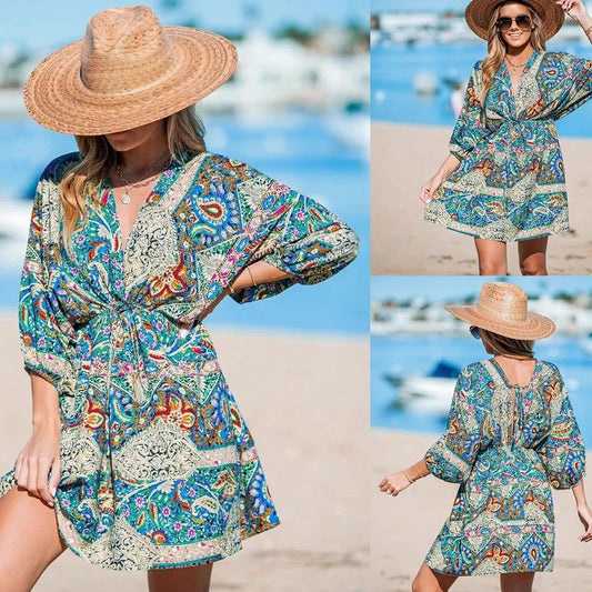 Robe de plage à lien Bohemian pour femmes Chic und Stil