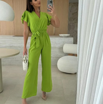 Dames Combinaison Élégante à Encolure Fronçée Chic und Stil