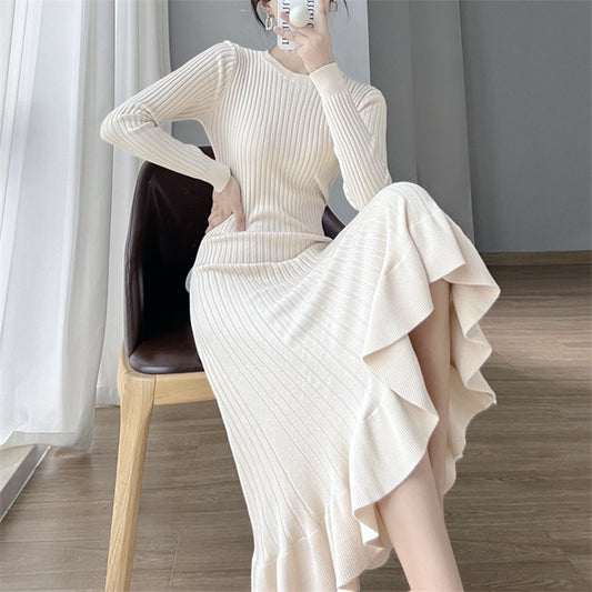 Robe en tricot pour femmes avec une élégante structure en côtes et un ourlet fluide Chic und Stil