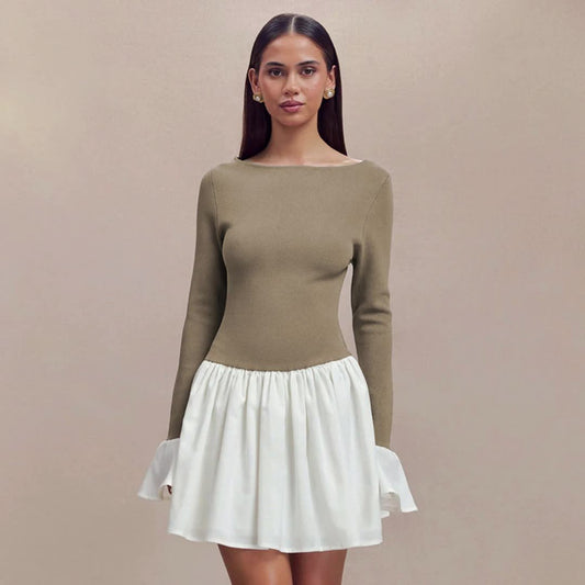 Robe féminine à la mode avec jupe contrastante Chic und Stil