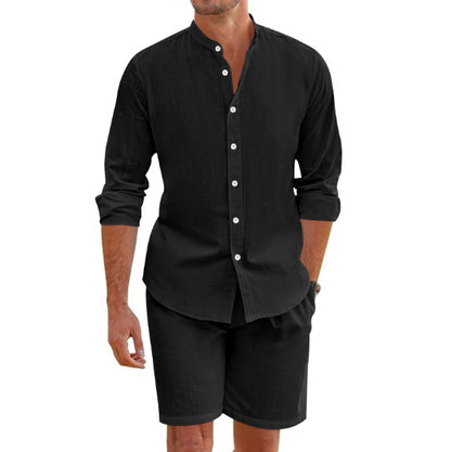 Chemise en lin décontractée pour hommes à manches courtes avec des détails modernes Chic und Stil