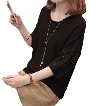 Pull en tricot léger pour femmes avec des manches en crochet élégantes Chic und Stil