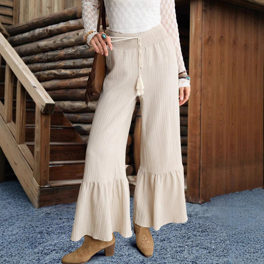 Casual Palazzo Pants for Women with Elastic Waist and Trendy Ties Chic and Style