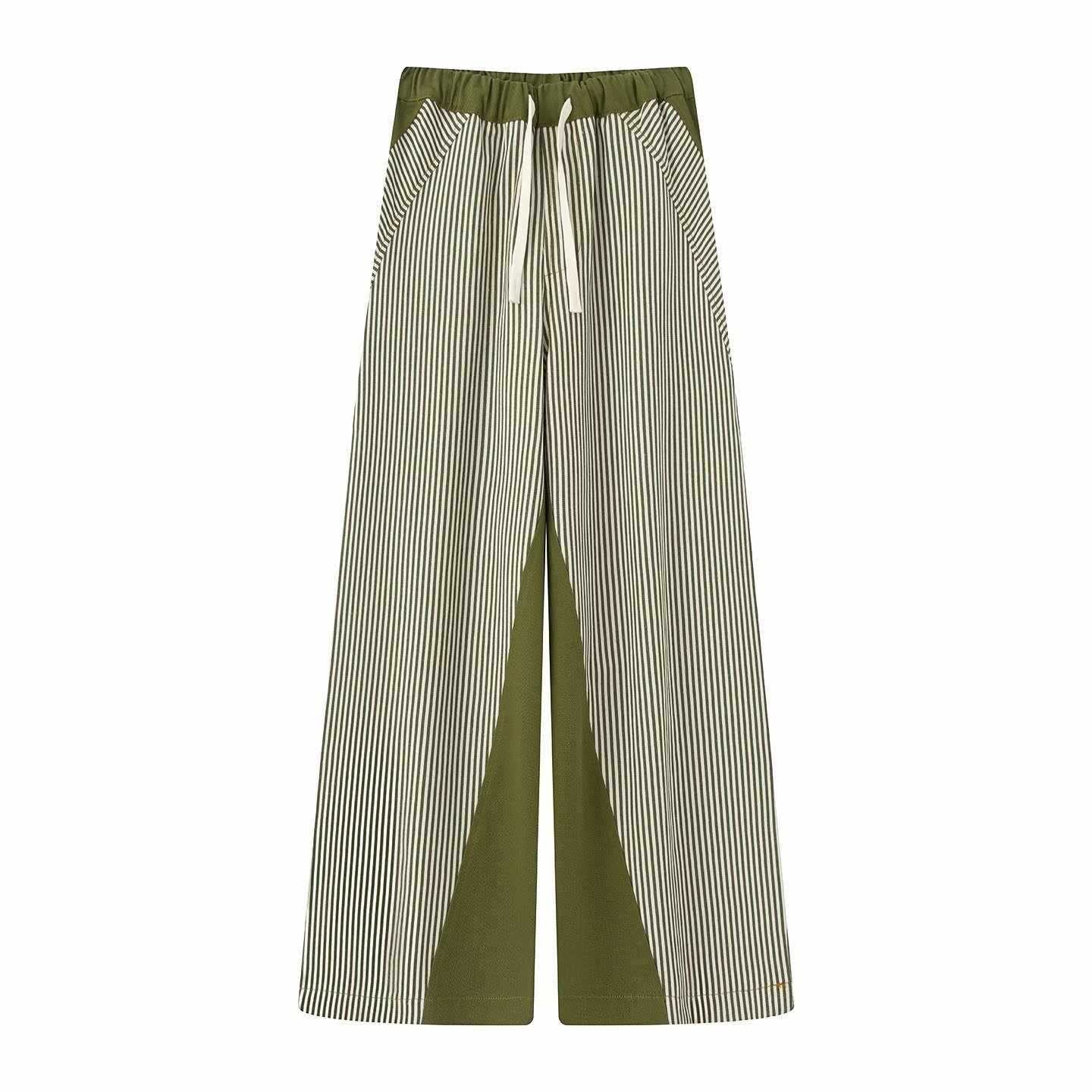 Damen weite Hose mit elastischem Bund und stilvollem Streifenmuster Chic und Stil