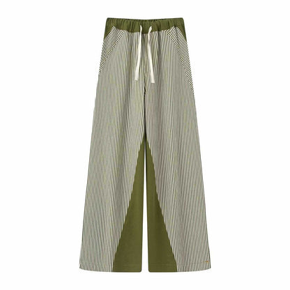 Damen weite Hose mit elastischem Bund und stilvollem Streifenmuster Chic und Stil