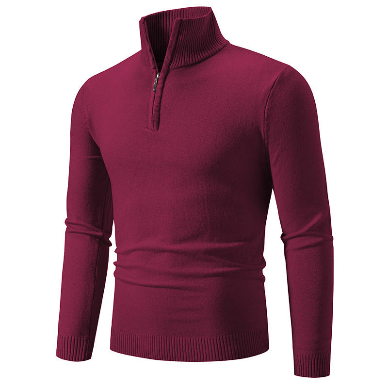 Pull en col roulé pour hommes avec zip court et texture fine Chic und Stil