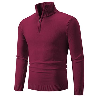 Pull en col roulé pour hommes avec zip court et texture fine Chic und Stil