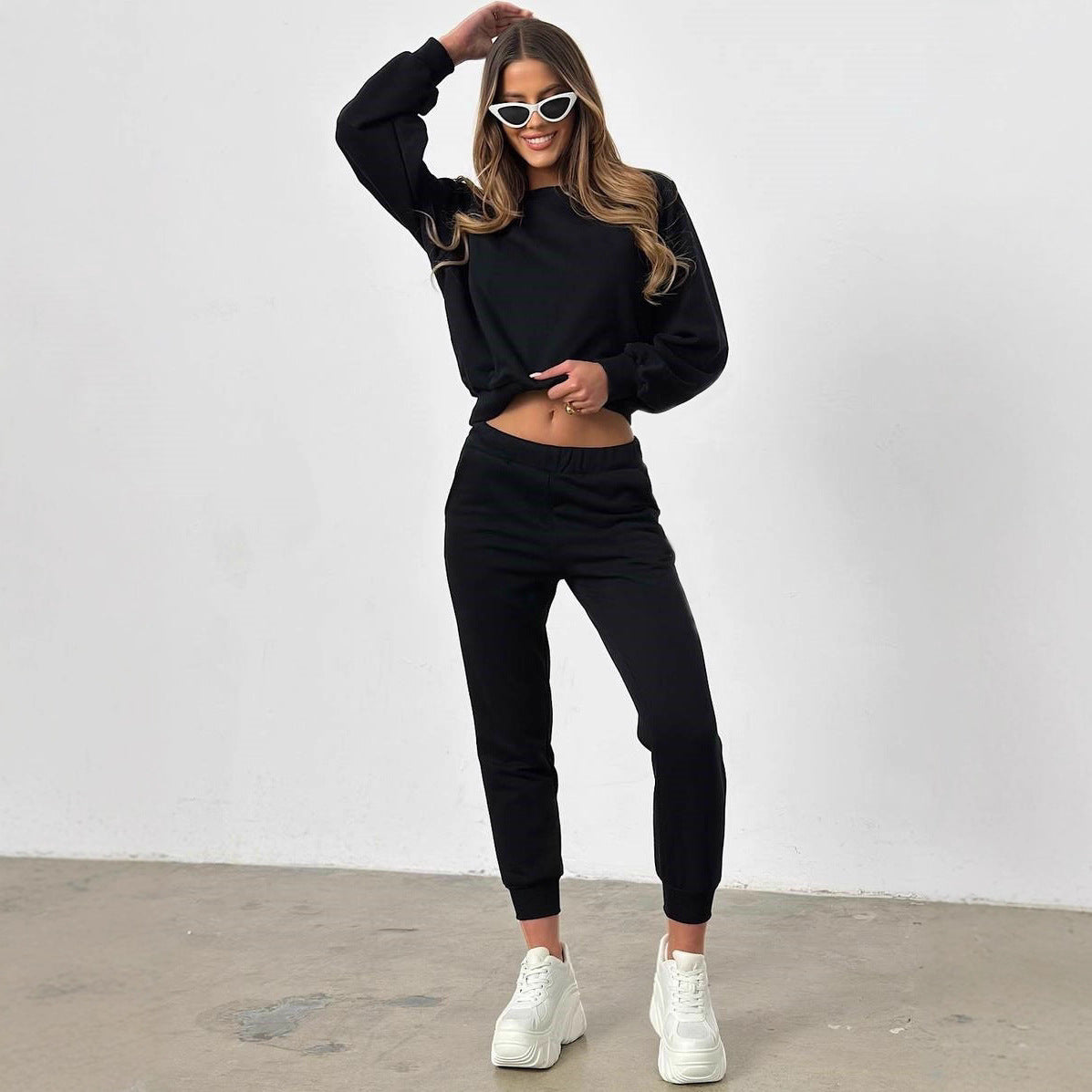 Dames Ensemble de sport décontracté confortable avec coupe décontractée et taille élastique Chic und Stil