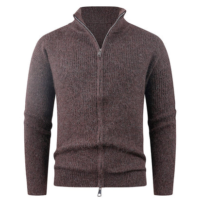 Knitted pullover for men with modern zipper and textured fabric Chic and Style