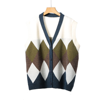 Dames gilet en tricot élégant avec des motifs en losanges attrayants Chic und Stil