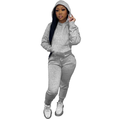 Dames Ensemble de jogging sportif avec capuche et taille élastique Chic und Stil