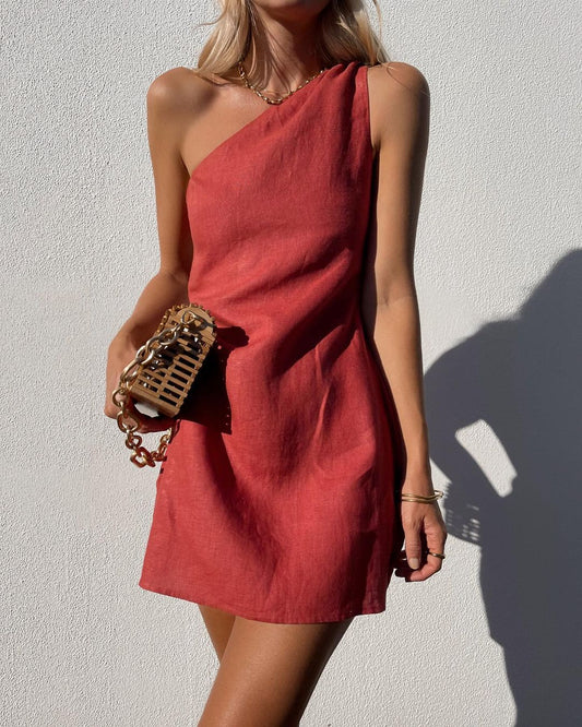 Robe d'été en lin asymétrique pour femmes Chic und Stil