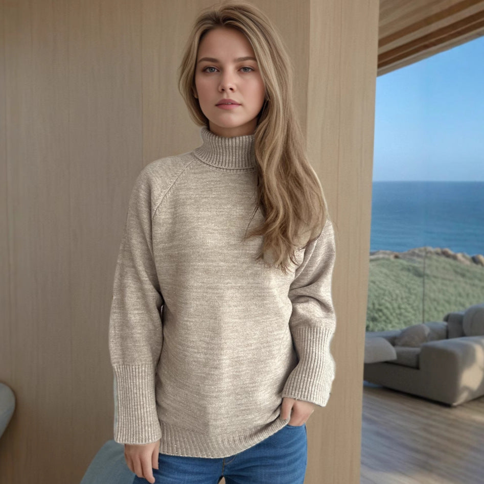 Pull-over à col roulé pour femmes avec design texturé et accents scintillants Chic und Stil