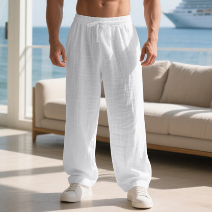 Casual long cotton pants for men with elastic waistband and practical drawstring Chic and Style