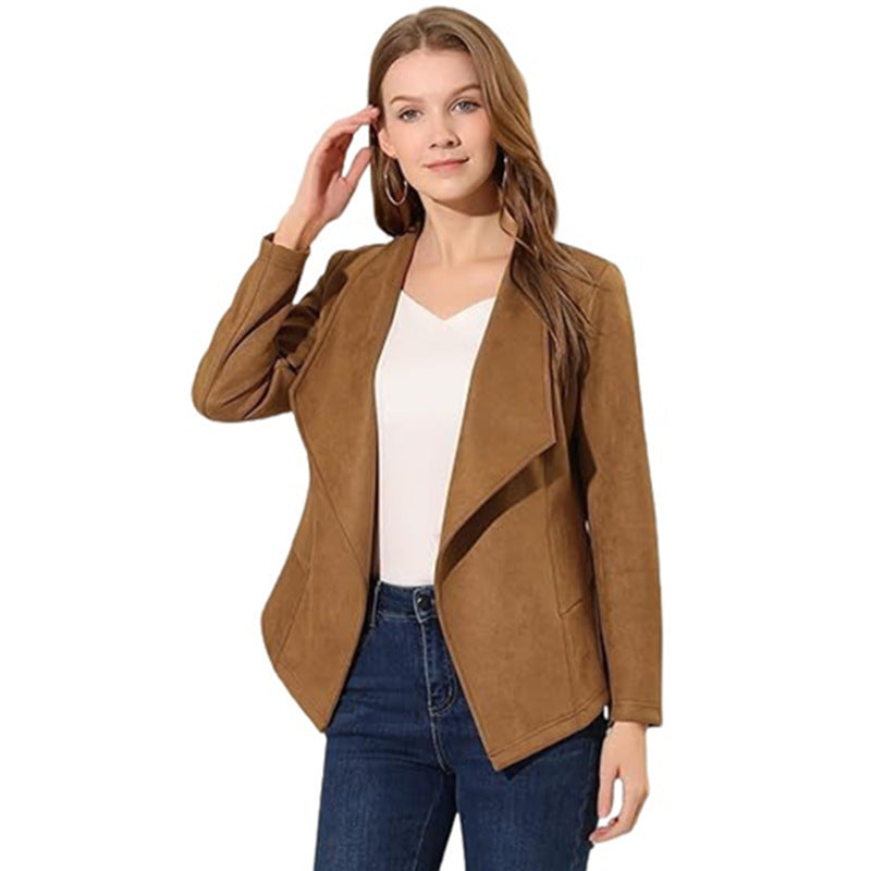 Blazer en simili cuir pour femmes avec coupe décontractée et revers tendance Chic und Stil