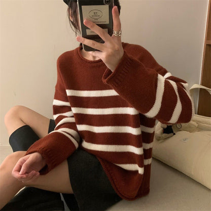 Femmes Pull rayé décontracté en matériau doux Chic und Stil