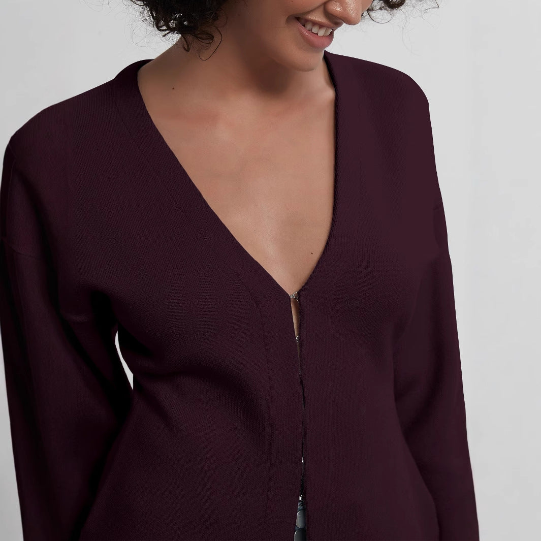 Dames élégante gilet à col en V et fermeture à boutons Chic und Stil