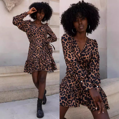 Women's Leopard Print Wrap Dress Chic and Style