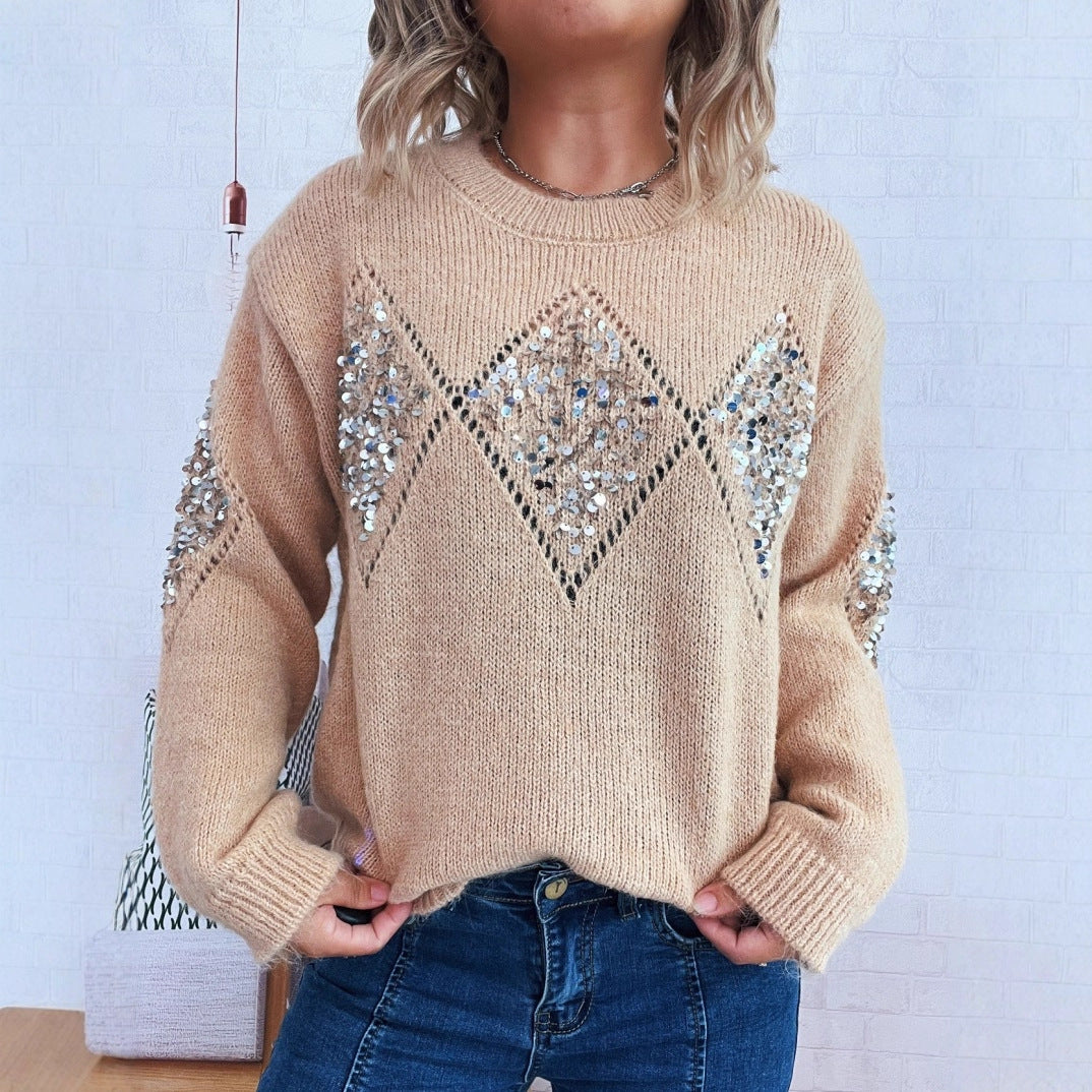 Pull en tricot pour femmes avec des applications scintillantes Chic und Stil
