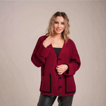 Cardigan en tricot épais pour femmes avec des détails de bouton modernes et une coupe décontractée Chic und Stil