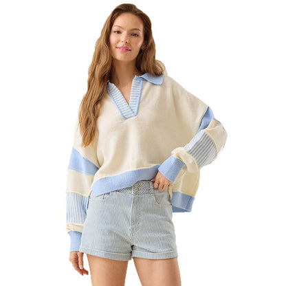 Femme Pull décontracté avec col moderne et design structuré Chic und Stil