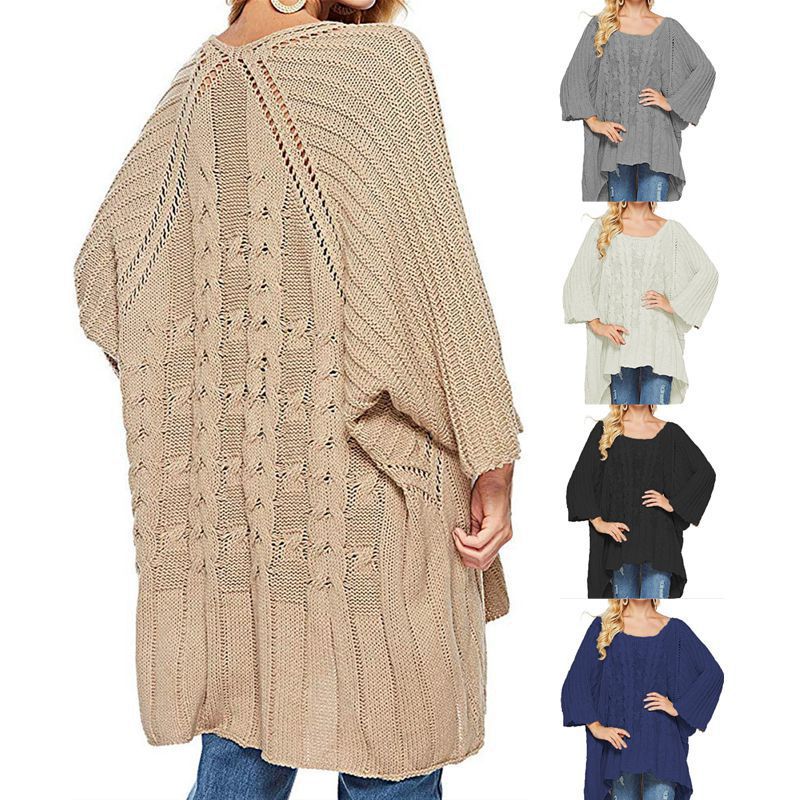 Dame poncho en tricot à coupe ample et motif structuré tendance Chic und Stil