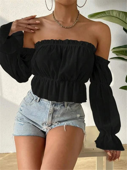 Dames blouse off-shoulder avec des manches amples Chic und Stil