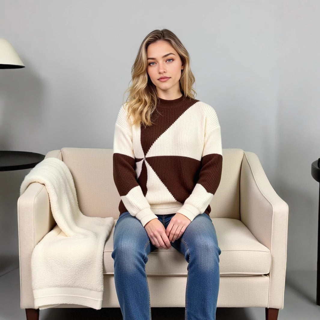 Pull en tricot pour dames avec design géométrique et coupe décontractée Chic und Stil