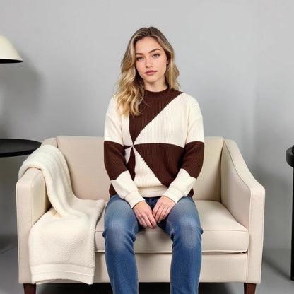 Pull en tricot pour dames avec design géométrique et coupe décontractée Chic und Stil