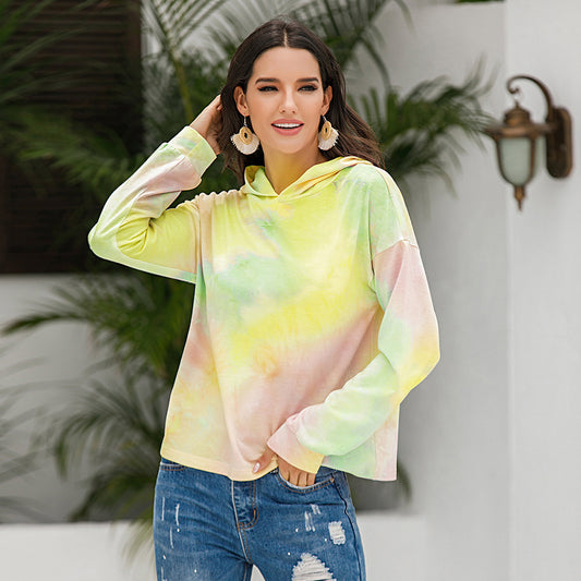 Pull à capuche décontracté pour femmes avec un design moderne Tie-Dye Chic und Stil