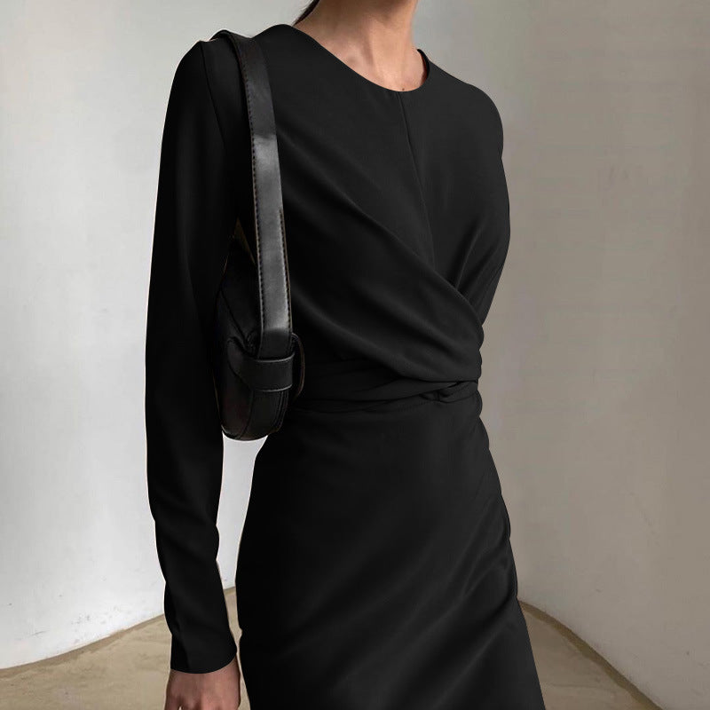 Dames Élégante robe portefeuille à manches longues et coupe fluide Chic und Stil