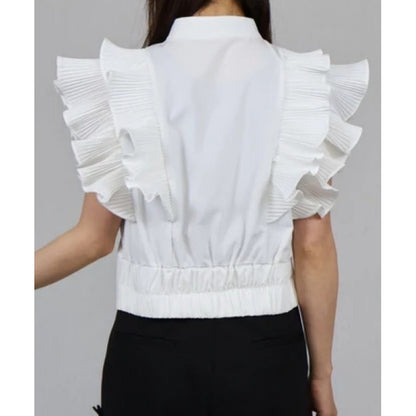 Top à volants pour femmes avec manches bouffantes Chic und Stil