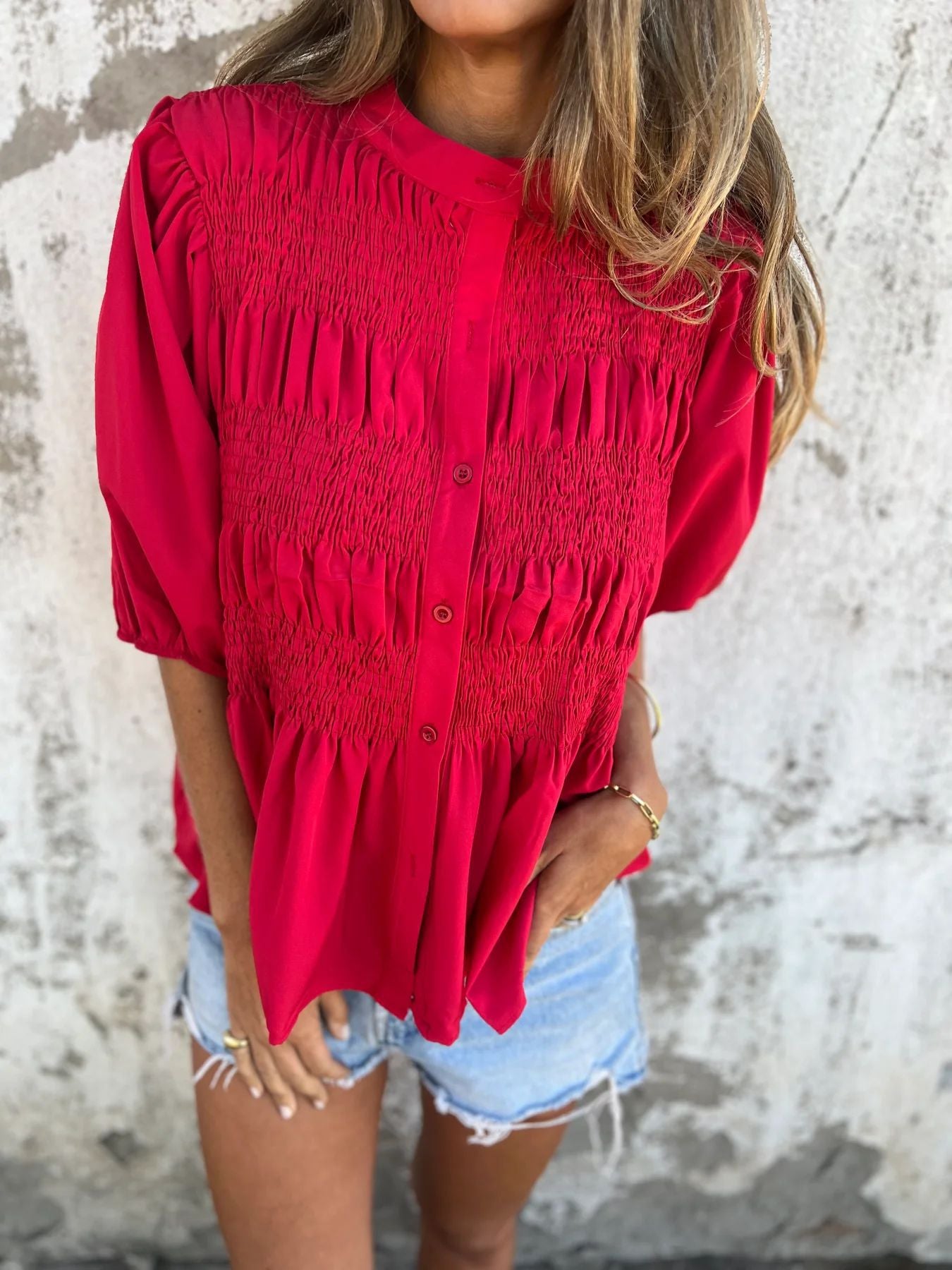 Blouse femme avec fronces et boutonnière Chic und Stil