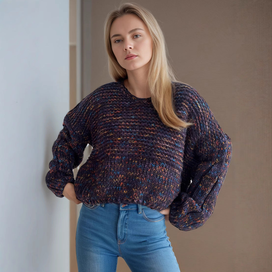 Pull en tricot épais pour femmes avec des manches volumineuses Chic und Stil